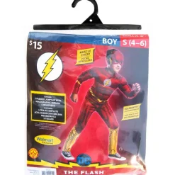 DC Cómics - Disfraz Flash clásico con pecho musculoso y máscara para Halloween y Carnaval ㅤ*RUBIE'S Online