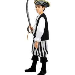 Disfraz de pirata a rayas para niño- Colección blanca y negra 7-9 años*Funidelia