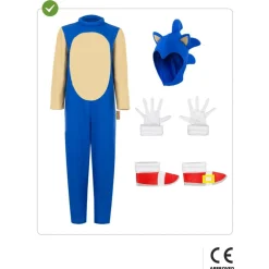Hot Disfraz de Sonic Deluxe para niños 5-6 años Halloween|Disfraces