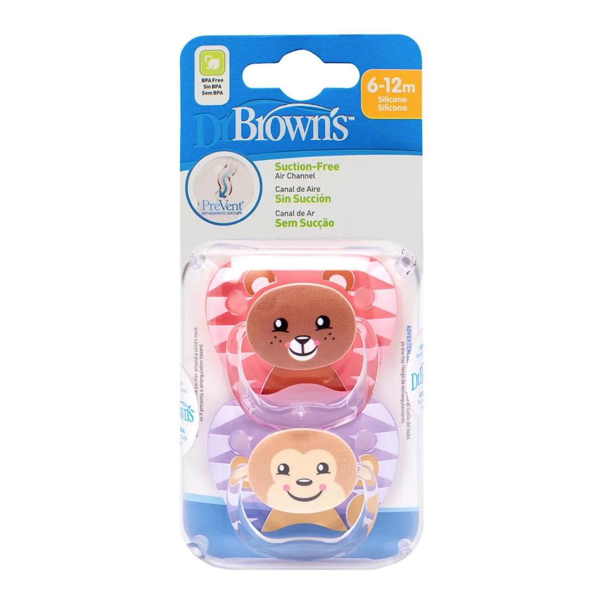 New Dr Brown's - Pack 2 Chupetes Animales 6-12 meses Rosa Biberones Y Chupetes·Chupetes
