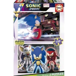 - Set 2 puzzles 100 piezas Sonic Prime Neon*EDUCA BORRAS