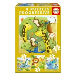 Educa Borrás - Animales Salvajes - Pack 4 Puzzles Progresivos*EDUCA BORRAS Discount