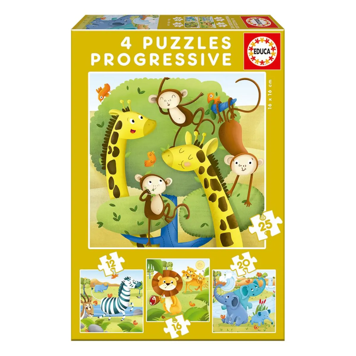 Educa Borrás - Animales Salvajes - Pack 4 Puzzles Progresivos*EDUCA BORRAS Discount