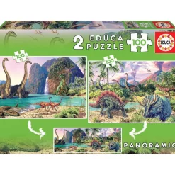Clearance Educa Borrás - Dino World Pack Puzzles 2x100 Piezas Juegos Y Puzzles