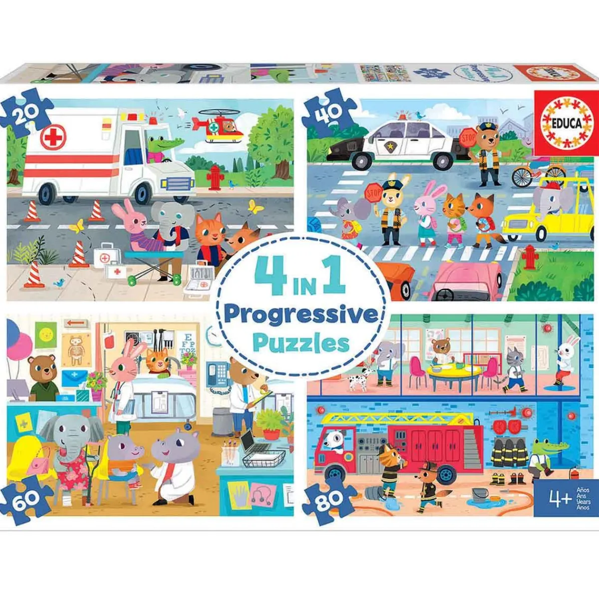 Educa Borrás - Héroes en acción - Pack 4 puzzles progresivos*EDUCA BORRAS Discount