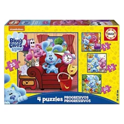 Educa Borrás - Las pistas de Blue - Pack de 4 puzzles progresivos*EDUCA BORRAS New
