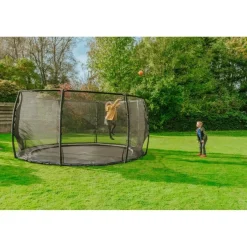 Online Exit - Cama elástica de suelo Dynamic 427 cm negro con red de seguridad Camas Elásticas