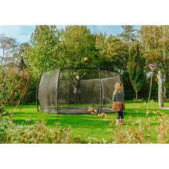 Online Exit - Cama elástica de suelo Dynamic 427 cm negro con red de seguridad Camas Elásticas