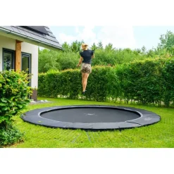 Hot Exit - Cama elástica de suelo Dynamic 305 cm negro con perímetro de seguridad Camas Elásticas