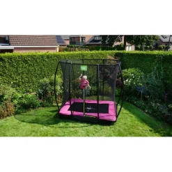 Clearance Exit - Cama elástica Silhouette rectangular de suelo rosa 153 cm Camas Elásticas