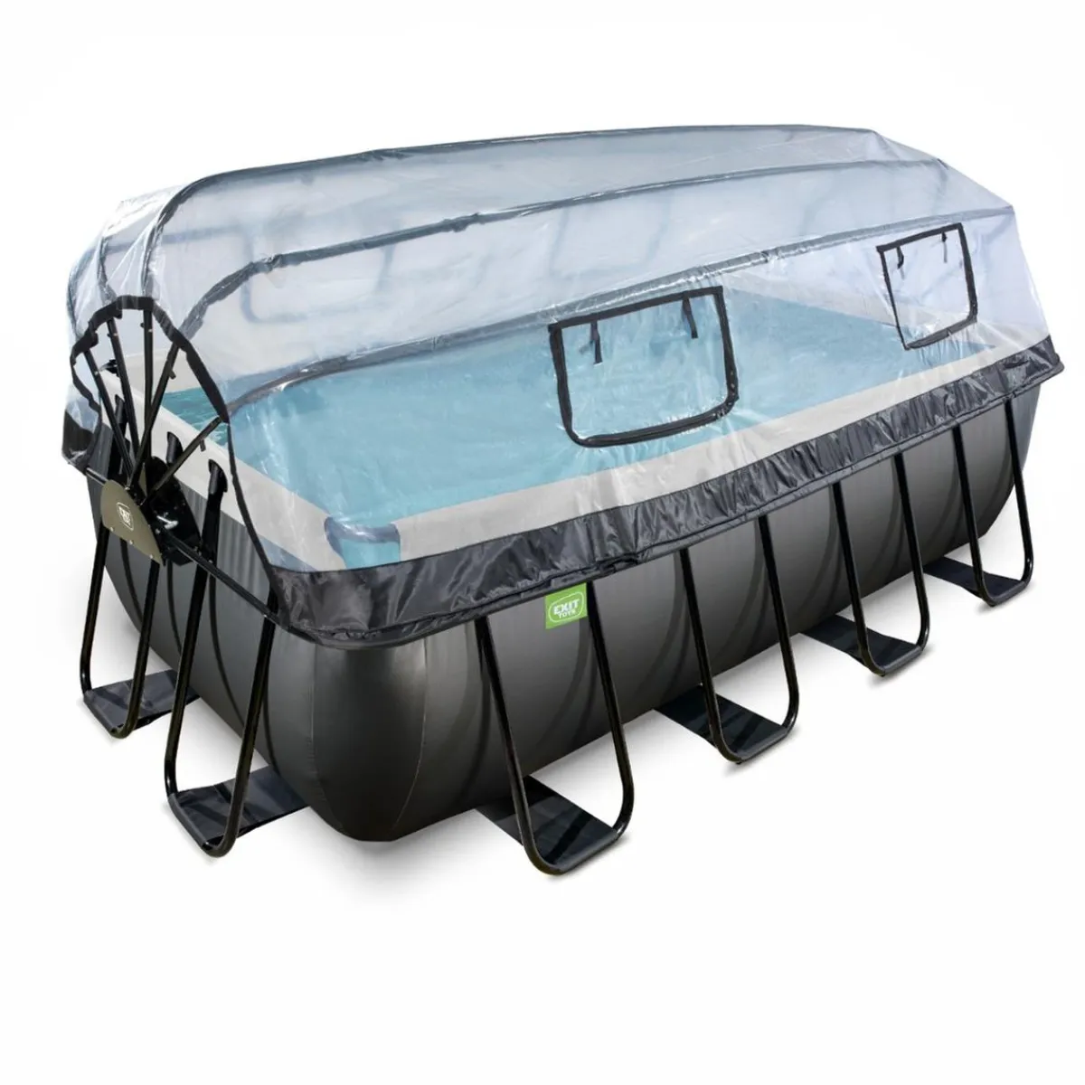 Discount Exit - Piscina Black Leather 400 x 200 x 122 cm con filtro de arena y cúpula Piscinas|Juguetes De Verano