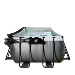 Discount Exit - Piscina Black Leather 400 x 200 x 122 cm con filtro de arena y cúpula Piscinas|Juguetes De Verano