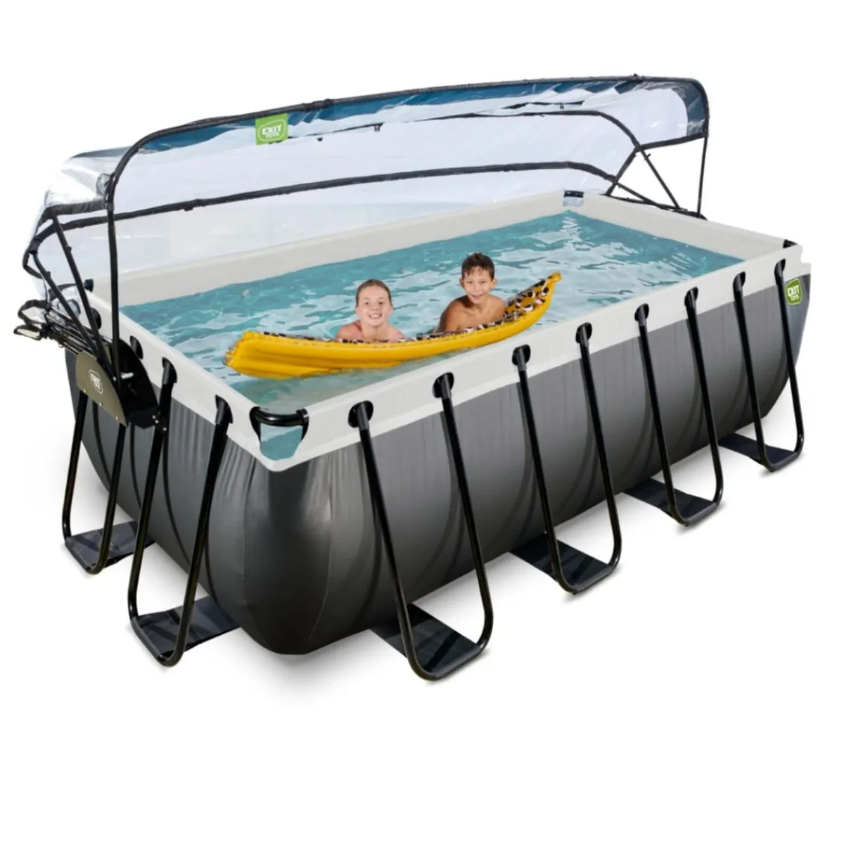 Discount Exit - Piscina Black Leather 400 x 200 x 122 cm con filtro de arena y cúpula Piscinas|Juguetes De Verano