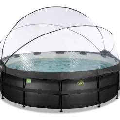 New Exit - Piscina Black Leather diámetro 488 x 122 cm con filtro de arena y cúpula Piscinas|Juguetes De Verano