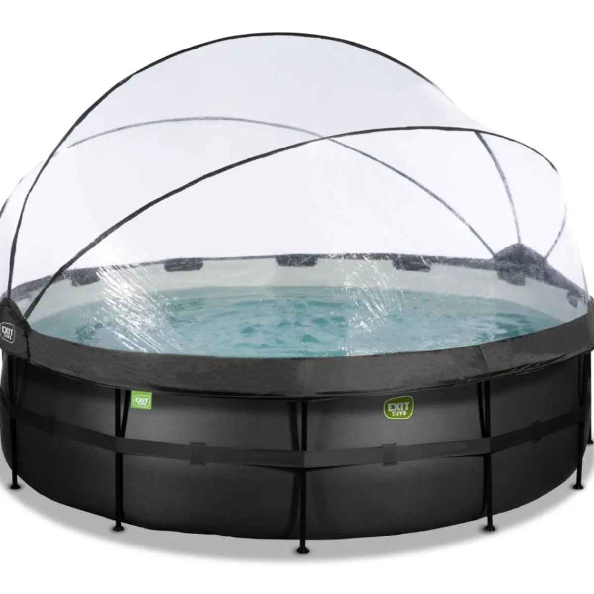 New Exit - Piscina Black Leather diámetro 488 x 122 cm con filtro de arena y cúpula Piscinas|Juguetes De Verano
