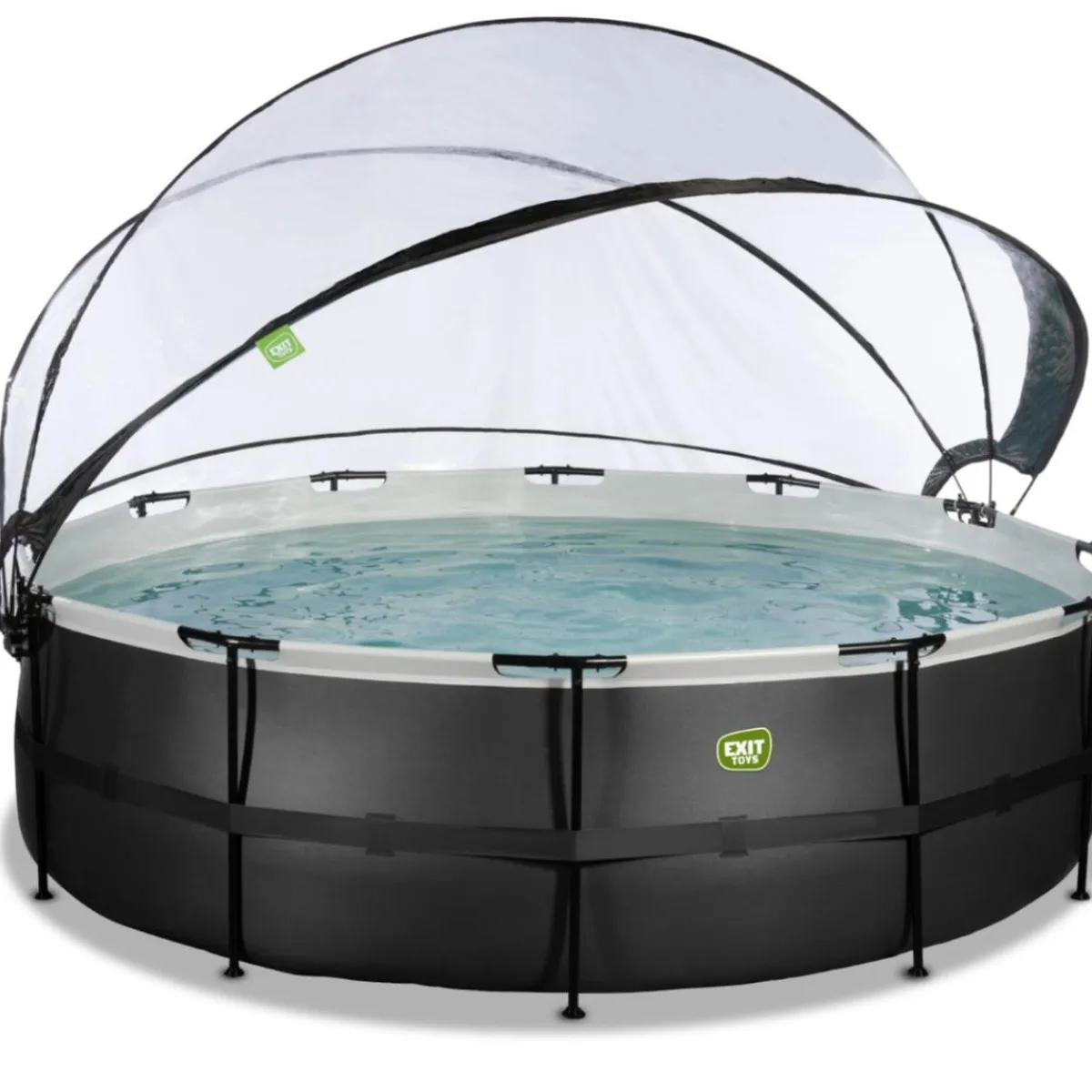 New Exit - Piscina Black Leather diámetro 488 x 122 cm con filtro de arena y cúpula Piscinas|Juguetes De Verano