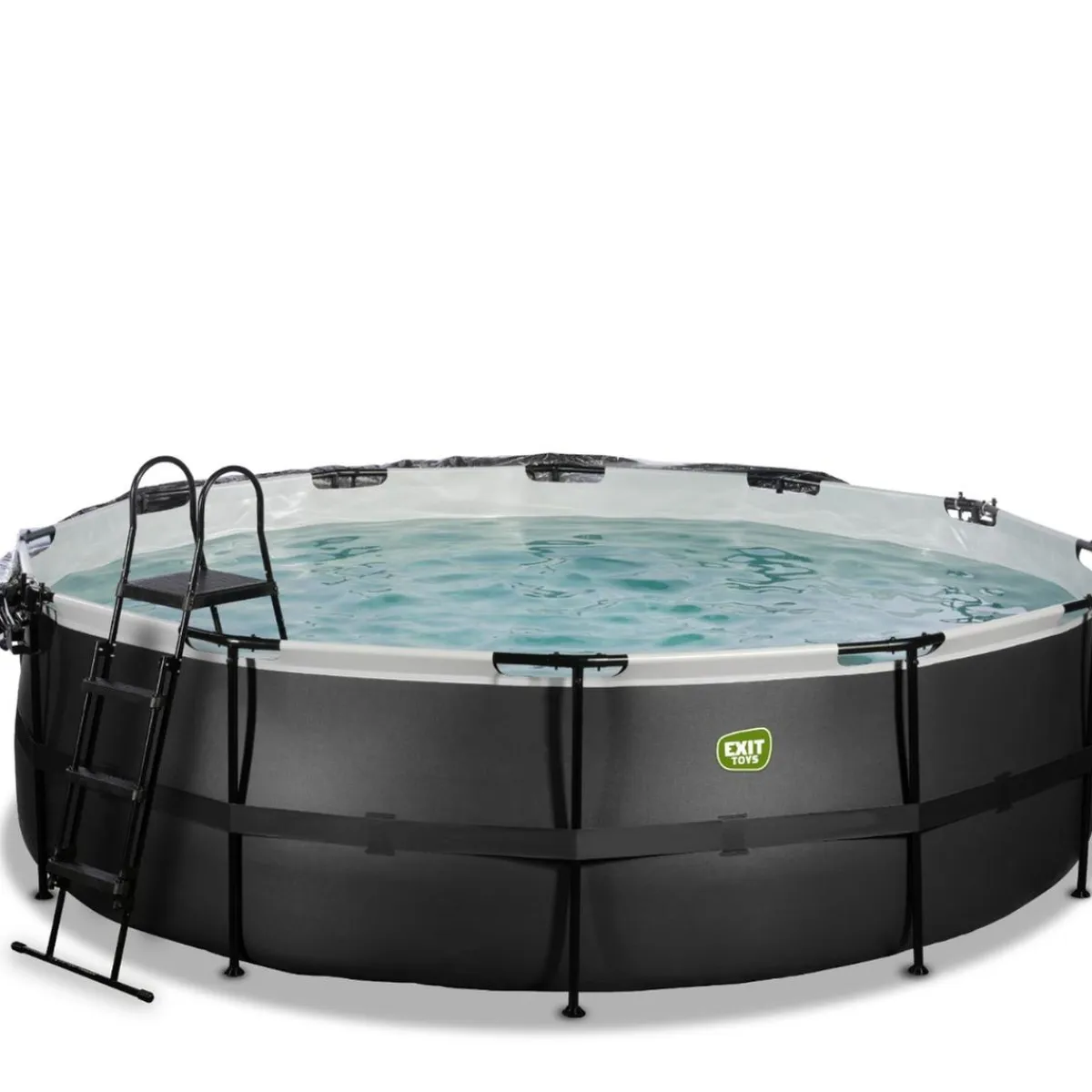 New Exit - Piscina Black Leather diámetro 488 x 122 cm con filtro de arena y cúpula Piscinas|Juguetes De Verano