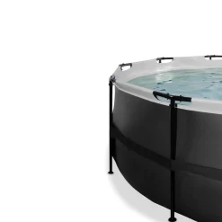 New Exit - Piscina Black Leather diámetro 488 x 122 cm con filtro de arena y cúpula Piscinas|Juguetes De Verano