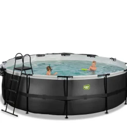 New Exit - Piscina Black Leather diámetro 488 x 122 cm con filtro de arena y cúpula Piscinas|Juguetes De Verano
