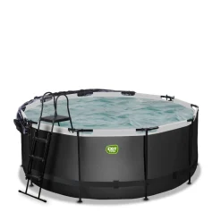 New Exit - Piscina Black Leather diámetro 360 x 122 cm con filtro de arena y cúpula Piscinas|Juguetes De Verano