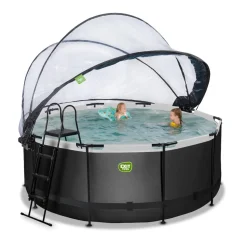 New Exit - Piscina Black Leather diámetro 360 x 122 cm con filtro de arena y cúpula Piscinas|Juguetes De Verano