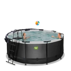 New Exit - Piscina Black Leather diámetro 360 x 122 cm con filtro de arena y cúpula Piscinas|Juguetes De Verano