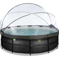 Sale Exit - Piscina Black Leather diámetro 450 x 122 cm con filtro de arena, cúpula y bomba de calor Piscinas|Juguetes De Verano