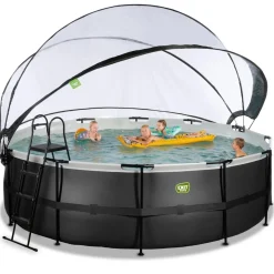 Sale Exit - Piscina Black Leather diámetro 450 x 122 cm con filtro de arena, cúpula y bomba de calor Piscinas|Juguetes De Verano