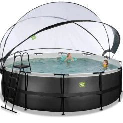 Sale Exit - Piscina Black Leather diámetro 450 x 122 cm con filtro de arena, cúpula y bomba de calor Piscinas|Juguetes De Verano