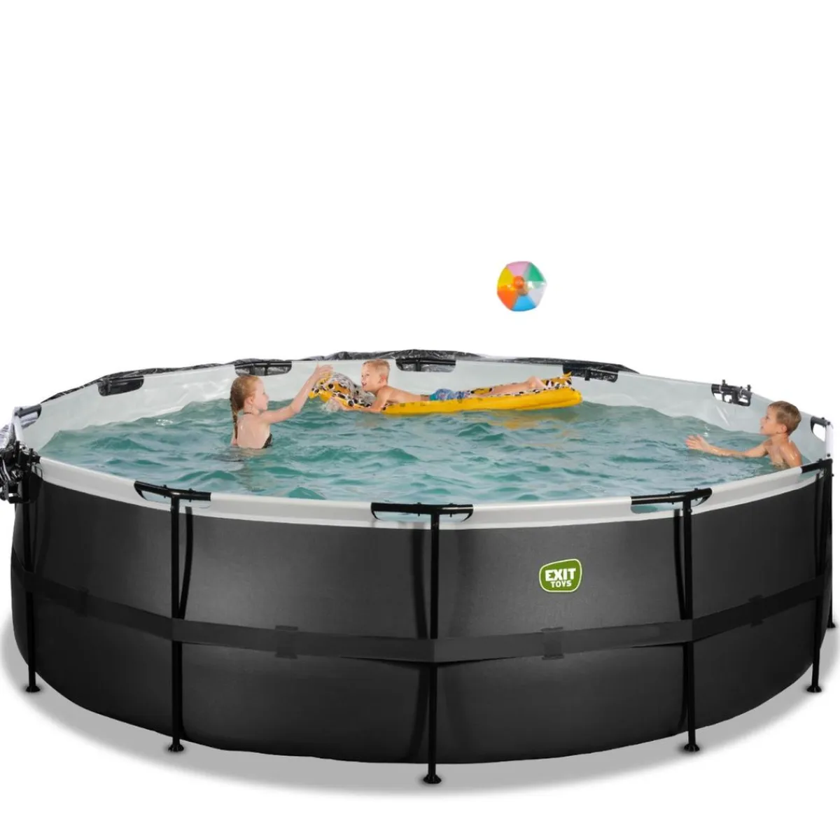 Sale Exit - Piscina Black Leather diámetro 450 x 122 cm con filtro de arena, cúpula y bomba de calor Piscinas|Juguetes De Verano