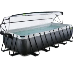 Exit - Piscina Black Leather 540 x 250 x 122 cm con filtro de arena, cúpula y bomba de calor*Exit Toys Online