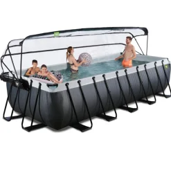 Exit - Piscina Black Leather 540 x 250 x 122 cm con filtro de arena, cúpula y bomba de calor*Exit Toys Online