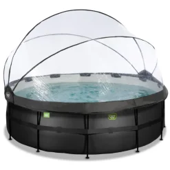 Clearance Exit - Piscina Black Leather diámetro 427 x 122 cm con filtro de arena y cúpula Piscinas|Juguetes De Verano