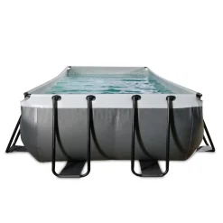 Outlet EXIT - Piscina de cuero negro rectangular con bomba de filtro 540 x 250 x 100 cm Piscinas|Juguetes De Verano