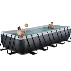 Outlet EXIT - Piscina de cuero negro rectangular con bomba de filtro 540 x 250 x 100 cm Piscinas|Juguetes De Verano