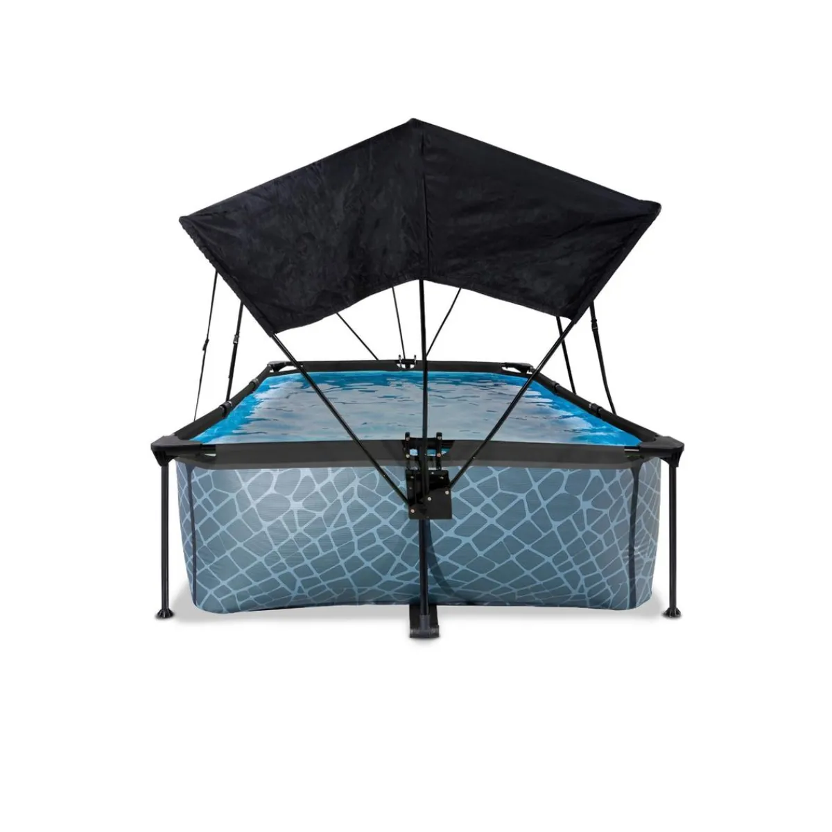 Online Exit - Piscina Stone efecto piedra gris 220 x 150 x 65 cm con filtro y toldo negro Piscinas|Juguetes De Verano