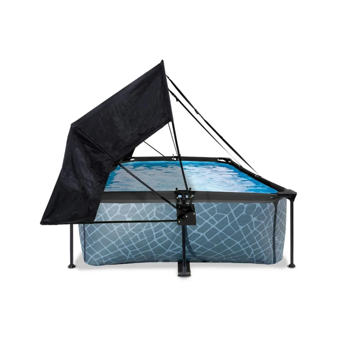 Online Exit - Piscina Stone efecto piedra gris 220 x 150 x 65 cm con filtro y toldo negro Piscinas|Juguetes De Verano
