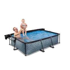 Online Exit - Piscina Stone efecto piedra gris 220 x 150 x 65 cm con filtro y toldo negro Piscinas|Juguetes De Verano