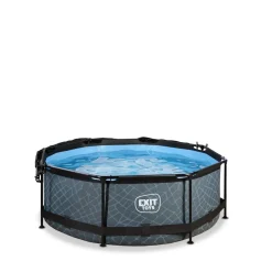 Outlet Exit - Piscina Stone efecto piedra gris diámetro 244 x 76 cm con filtro y toldo negro Piscinas|Juguetes De Verano