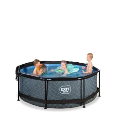 Outlet Exit - Piscina Stone efecto piedra gris diámetro 244 x 76 cm con filtro y toldo negro Piscinas|Juguetes De Verano