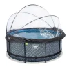 Exit - Piscina Stone efecto piedra gris diámetro 360 x 122 cm con filtro de arena y cúpula transparente*Exit Toys New