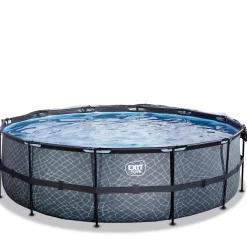 Exit - Piscina Stone gris diámetro 488 x 122 cm con filtro de arena*Exit Toys