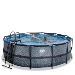 Exit - Piscina Stone gris diámetro 427 x 122 cm con filtro de cartucho*Exit Toys Online