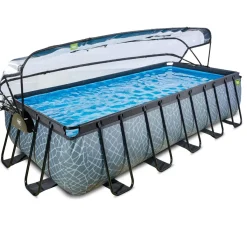 Discount Exit - Piscina Stone gris 540 x 250 x 122 cm con filtro de arena, cúpula y bomba de calor Piscinas|Juguetes De Verano