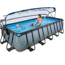 Discount Exit - Piscina Stone gris 540 x 250 x 122 cm con filtro de arena, cúpula y bomba de calor Piscinas|Juguetes De Verano