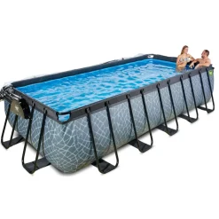Discount Exit - Piscina Stone gris 540 x 250 x 122 cm con filtro de arena, cúpula y bomba de calor Piscinas|Juguetes De Verano