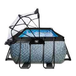 Exit - Piscina Stone gris 540 x 250 x 100 cm con filtro de arena, cúpula y bomba de calor*Exit Toys Online