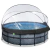Exit - Piscina Stone gris diámetro 427 x 122 cm con filtro de arena y cúpula Piscinas|Juguetes De Verano