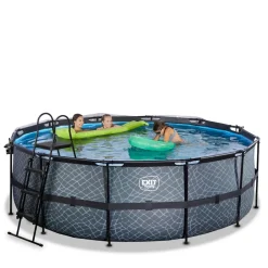 Exit - Piscina Stone gris diámetro 427 x 122 cm con filtro de arena y cúpula Piscinas|Juguetes De Verano