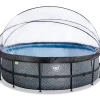 Exit - Piscina Stone gris diámetro 488 x 122 cm con filtro de arena y cúpula*Exit Toys Hot